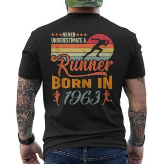Never Underestimate Runner Born 1963 58Th Birthday Running Running Funny Gifts Mens Back Print T-shirt | Mazezy