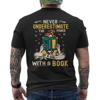 Never Underestimate The Power Bookworm Library Read Mens Back Print T-shirt - Seseable