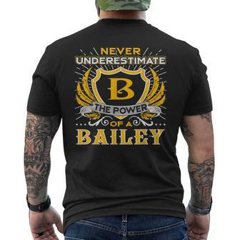 Never Underestimate The Power Of A Bailey Birthday Bailey Funny Gifts Mens Back Print T-shirt | Mazezy