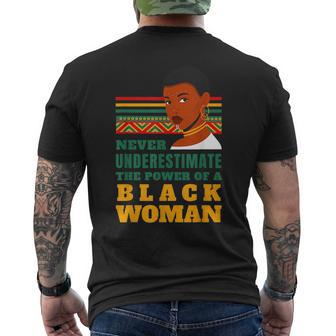 Never Underestimate The Power Of A Black Woman Black History Mens Back Print T-shirt - Seseable
