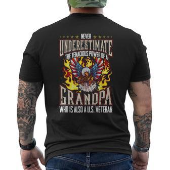 Never Underestimate The Power Of A Grandpa And Veteran Mens Back Print T-shirt - Seseable