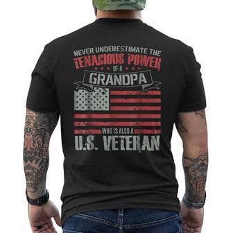 Never Underestimate The Tenacious Power Of Veteran Grandpa Mens Back Print T-shirt - Seseable