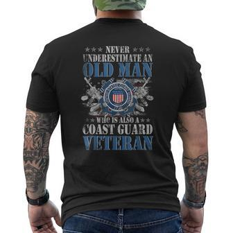 Never Underestimate Un Old Man Us Coast Guard Veteran Veteran Funny Gifts Mens Back Print T-shirt | Mazezy