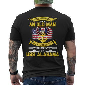 Never Underestimate Uss Alabama Bb60 Battleship Mens Back Print T-shirt | Mazezy