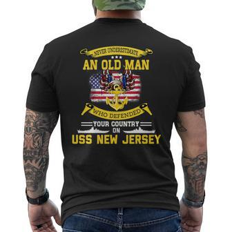 Never Underestimate Uss New Jersey Bb62 Battleship Mens Back Print T-shirt - Seseable