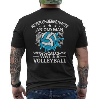 Never Underestimate Water Volleyball Pool Volleyball Volleyball Funny Gifts Mens Back Print T-shirt | Mazezy