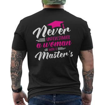 Never Underestimate Woman Master Degree Graduation Mens Back Print T-shirt - Seseable