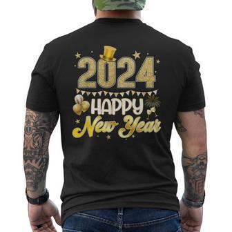 New Years Eve Party Supplies 2024 Happy New Year Fireworks Men's T-shirt Back Print - Thegiftio UK