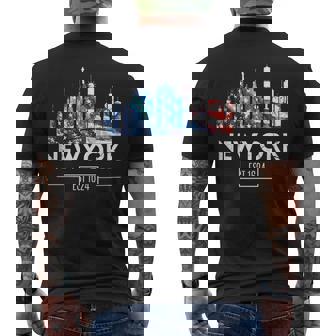 New York 4Th Of July Us Amercan Flag Matching Souvenir Retro Mens Back Print T-shirt | Mazezy