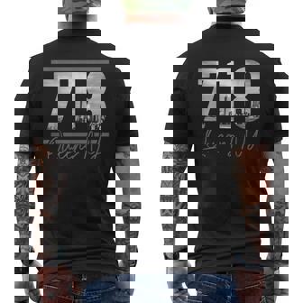 New York City 718 Area Code Skyline Queens Ny Nyc Vintage Men's Back Print T-shirt | Mazezy