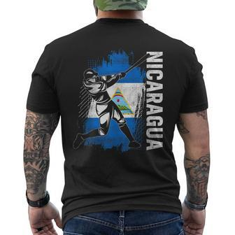 Nicaraguan Baseball Player Nicaragua Flag Baseball Fans Mens Back Print T-shirt - Monsterry