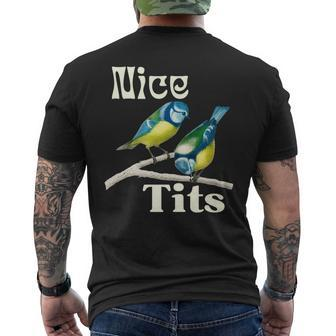Nice-Tits Funny Blue Tit Bird Watching Lover Gift Birder Bird Watching Funny Gifts Mens Back Print T-shirt | Mazezy