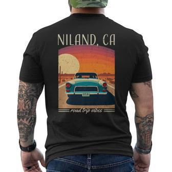 Niland Ca Retro Highway Nostalgic Vintage Car Men's T-shirt Back Print | Mazezy