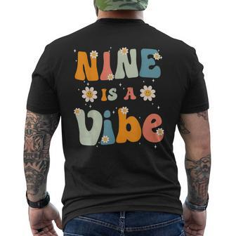 Nine Is A Vibe 9Th Birthday Party 9 Nine Year Old Kids Decor Mens Back Print T-shirt - Seseable