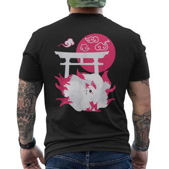 Nine-Tailed Fox Kitsune Japanese Style Men's T-shirt Back Print | Mazezy CA