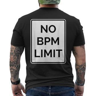 No Bpm Limit Hardcore Music Fan Road Sign Techno Men's T-shirt Back Print | Mazezy