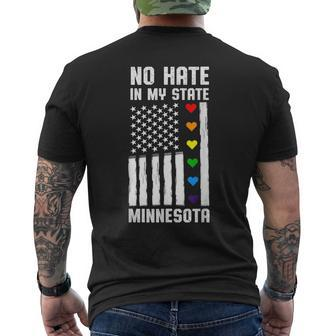 No Hate In My State Lgbt Gay Pride Homosexual Minnesota Mens Back Print T-shirt | Mazezy
