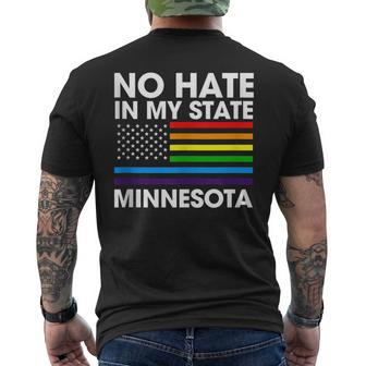No Hate In My State Lgbt Minnesota Pride Mn Gay Lesbian Mens Back Print T-shirt | Mazezy