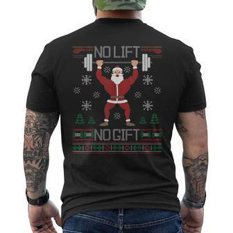 No Lift No Ugly Christmas Sweater Gym Coach Santa Claus Men's T-shirt Back Print | Mazezy