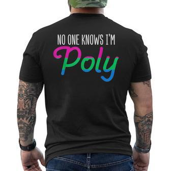 No One Knows Im Poly Polysexual Pride Flag Lesbian Gay Mens Back Print T-shirt | Mazezy