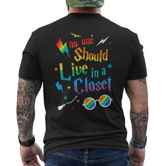 No One Should Live In A Closet Lgbtq Proud Ally Gay Pride Mens Back Print T-shirt - Seseable