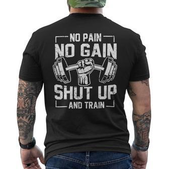 No Pain No Gain Funny Gym Workout Fitness Coach Trainer _1 Mens Back Print T-shirt - Monsterry AU