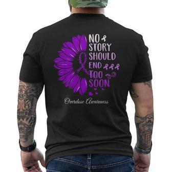 No Story Should End Too Soon Overdose Purple Ribbon Men's T-shirt Back Print - Seseable