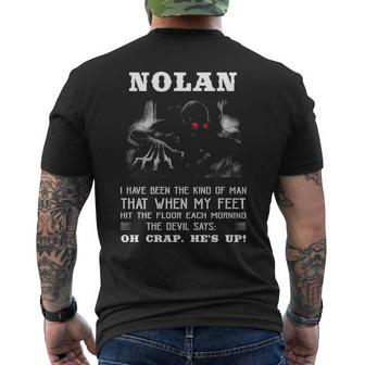 Nolan Name Gift Nolan The Devil Says Oh Crap Hes Up Mens Back Print T-shirt - Seseable