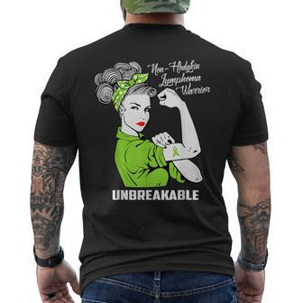 Non-Hodgkin Lymphoma Warrior Unbreakable Awareness Men's T-shirt Back Print | Mazezy