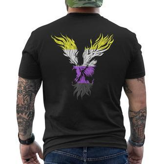Nonbinary Flag Phoenix Bird Nonbinary Pride Genderqueer Lgbt Mens Back Print T-shirt | Mazezy