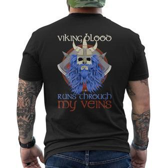 Norse Mythology Viking Blood Runs Through My Veins Viking Men's T-shirt Back Print - Seseable