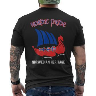 Norway Viking Longship Norwegian Flag Nordic Pride T Mens Back Print T-shirt | Mazezy