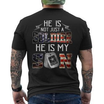 He Is Not Just A Soldier He Is My Son Veteran Men's Back Print T-shirt | Mazezy