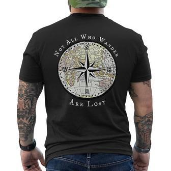 Not All Who Wander Are Lost World Compass Travel Men's T-shirt Back Print | Mazezy