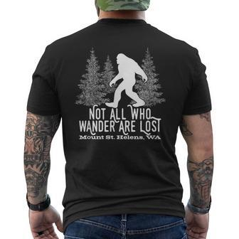 Not All Who Wander Mt Mount St Helens Wa Bigfoot Souvenir Men's T-shirt Back Print | Mazezy