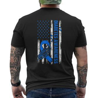 In November We Wear Blue Usa Flag Diabetes Awareness Month Men's T-shirt Back Print | Mazezy