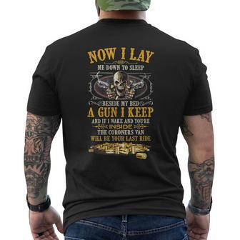 Now I Lay Me Down To Sleep Beside My Bed A Gun I Keep Mens Back Print T-shirt | Mazezy
