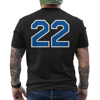 Number 22 Sports White Blue Lucky Number Men's T-shirt Back Print | Mazezy