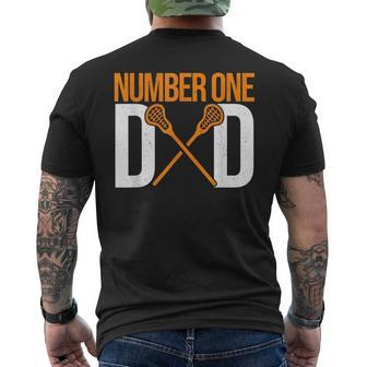 Number One Dad Lax Player Father Lacrosse Stick Lacrosse Dad Mens Back Print T-shirt - Thegiftio UK
