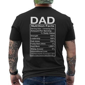 Nutrition Facts Dad Nutritional Facts Funny Fathers Day Mens Back Print T-shirt | Mazezy