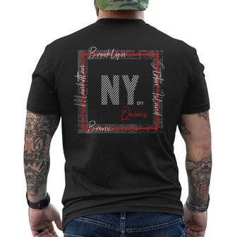 Ny Brooklyn Staten Island Manhattan Bronx Queens Mens Back Print T-shirt - Monsterry UK