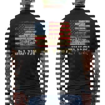 Nyc New York City Skylines Usa Flag America Vintage Mens Back Print T-shirt | Mazezy