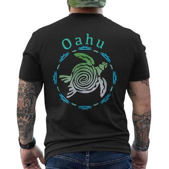 Oahu Vintage Tribal Turtle Men's T-shirt Back Print - Seseable