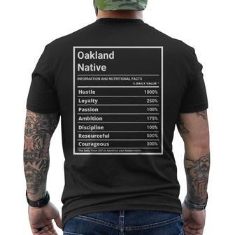 Oakland Native Funny Nutrition Pride Mens Back Print T-shirt | Mazezy