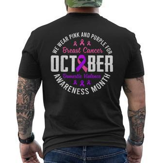 October Breast Cancer And Domestic Violence Awareness Month Men's T-shirt Back Print - Seseable