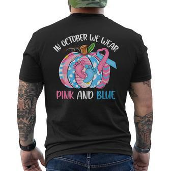 In October We Wear Pink Blue Pumpkin Pregnancy & Infant Loss Men's T-shirt Back Print - Seseable