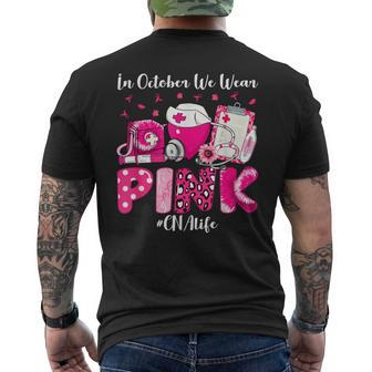In October We Wear Pink Cna Life Breast Cancer Awareness Men's T-shirt Back Print - Monsterry