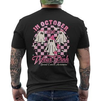 In October We Wear Pink Ghost Halloween Breast Cancer Men's T-shirt Back Print - Thegiftio UK