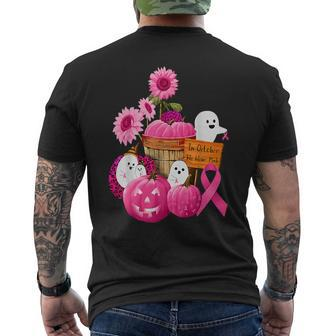 In October We Wear Pink Ghosts & Pumpkins For Breast Cancer Men's T-shirt Back Print