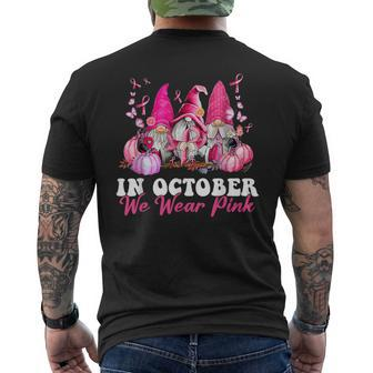 In October We Wear Pink Gnome Breast Cancer Awareness Men's T-shirt Back Print - Thegiftio UK